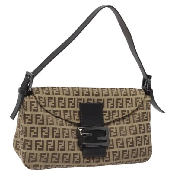 Fendi Handbags - FENDI Zucchino Canvas Mamma Baguette Shoulder Bag Beige Auth yk17301